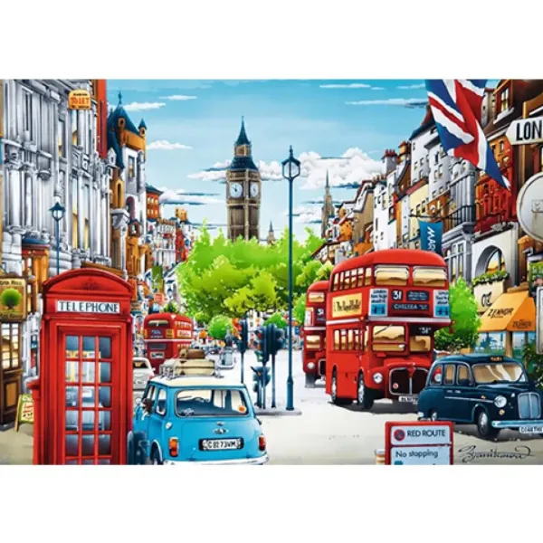Strada din Londra 1000 bucăți puzzle - Trefl imaginea 2