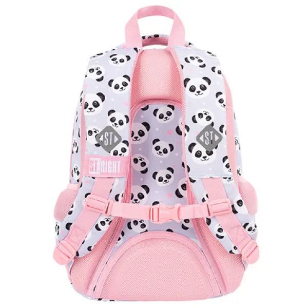 St.Right Grey Panda imprimeu panda roz-gri trei compartimente rucsac, ghiozdan 39x27x17cm imaginea 3