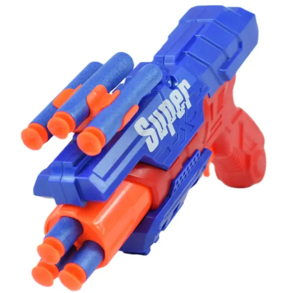Super Gun: Pistol cu gloanțe de burete cu cartușe cu o distanță de tragere de 12 metri 23x13cm imaginea 2