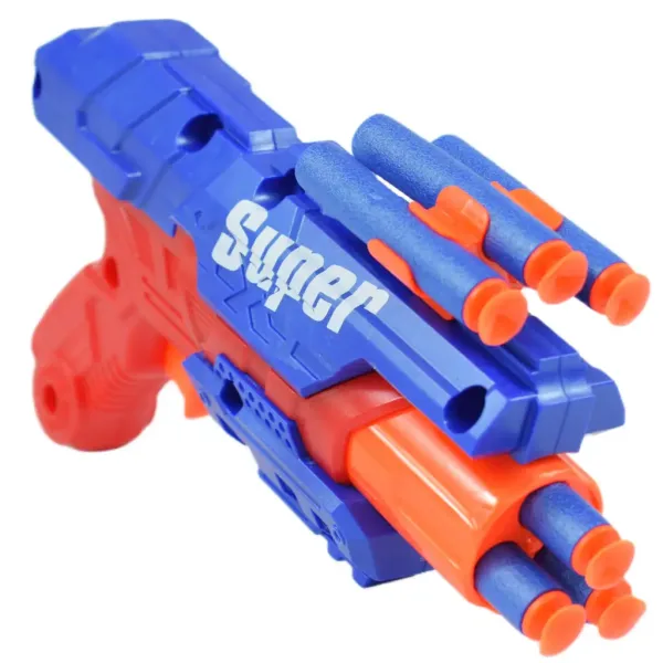Super Gun: Pistol cu gloanțe de burete cu cartușe cu o distanță de tragere de 12 metri 23x13cm imaginea 3