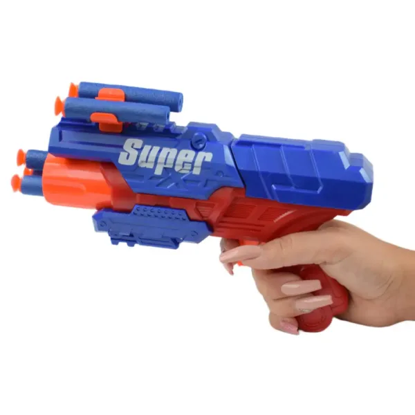 Super Gun: Pistol cu gloanțe de burete cu cartușe cu o distanță de tragere de 12 metri 23x13cm imaginea 5
