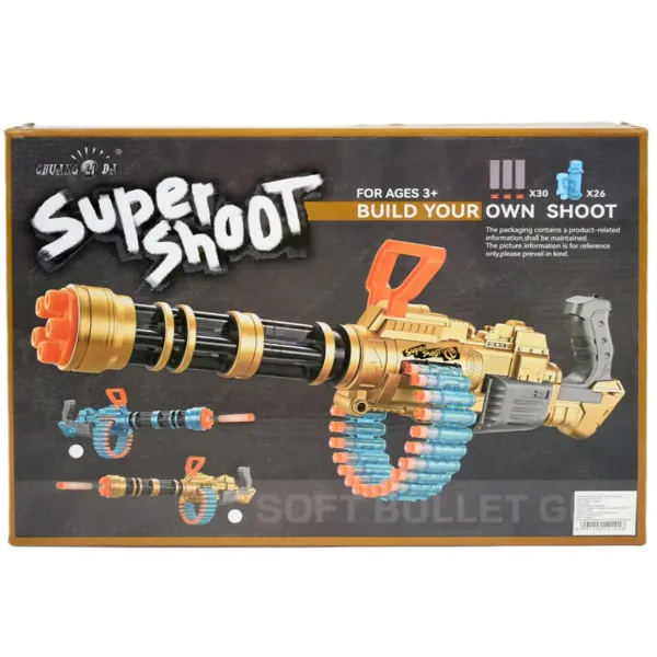 SuperShoot: Mitralieră electronică gigant cu gloanțe de burete cu cartușe și baterie de 70 cm imaginea 11