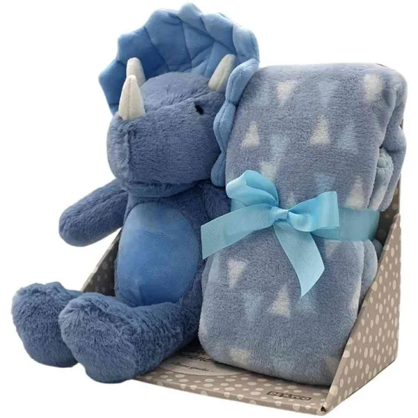 SweetDreams: Pătură și pluș triceratops de culoare albastră imaginea 2