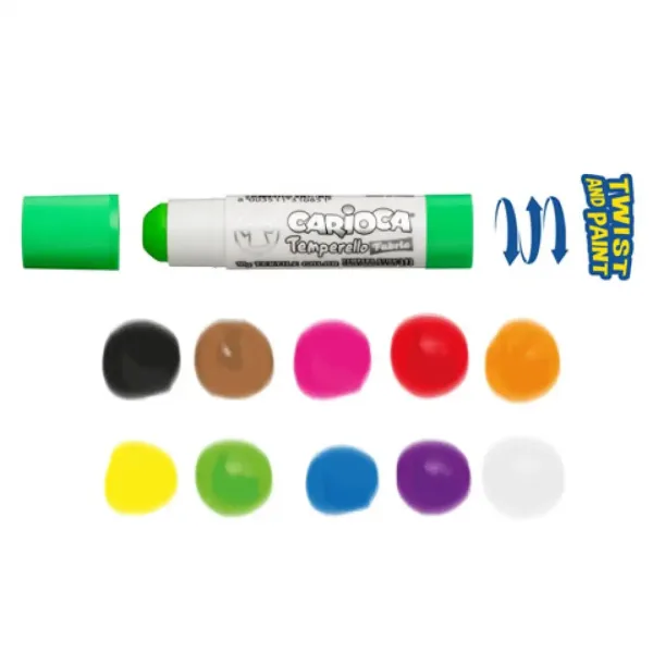Textil tempera colorată stick 10 bucăți - Carioca imaginea 2