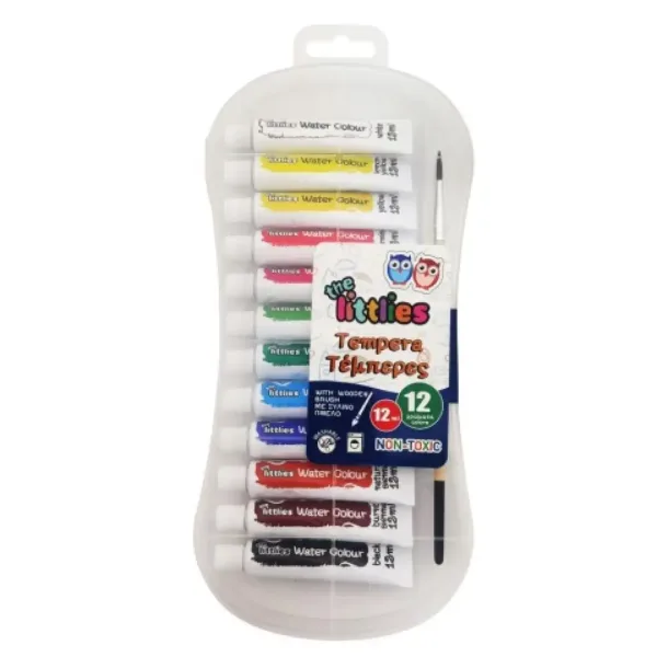The Littlies: set de tempera colorat de 12 bucăți cu pensulă imaginea 1