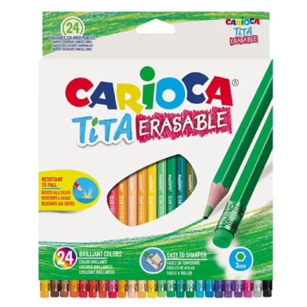 Tita creion colorat set 24 bucăți cu radieră - Carioca imaginea 1
