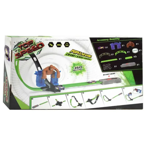 Top Speed: King-Kong 360° Pista de curse super buclă dublă cu figurină de gorilă și 1 mașină 1/64 imaginea 2