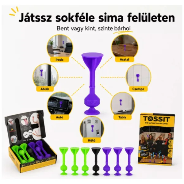 Tossit Starter Pack violet-verde joc de societate cu discuri de silicon adezive imaginea 5