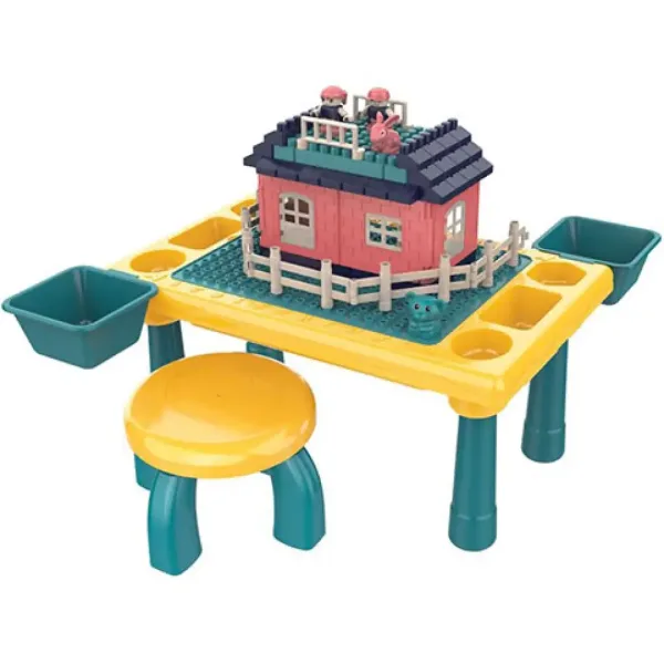 Toy Block Table masă de joacă cu elemente de construcție 76 bucăți set imaginea 2