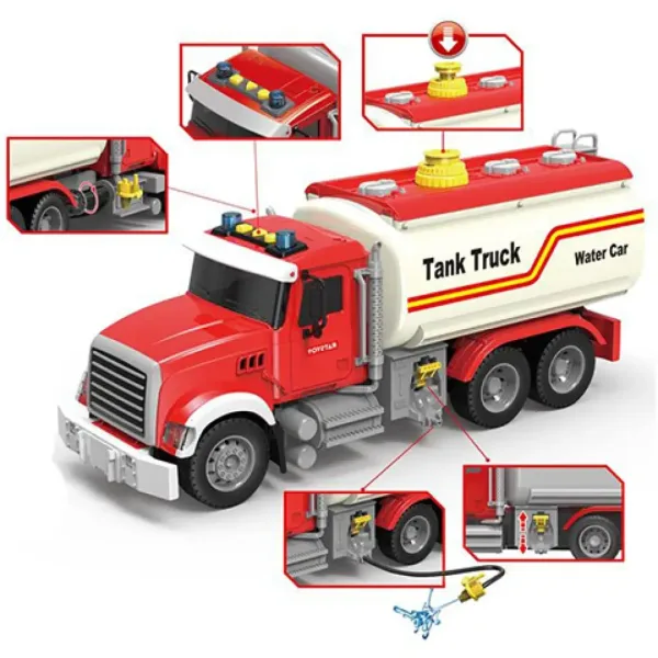 ToyStar vehicul transport de combustibil culoarea roșie cu efecte de sunete și lumini 36cm imaginea 2