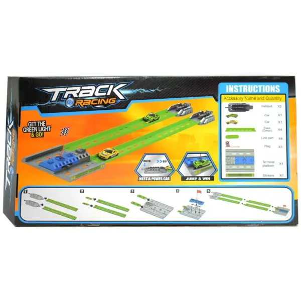 Track Racing: Pista de curse de accelerație cu steag de sosire și 2 mașini mici 1/64 imaginea 2