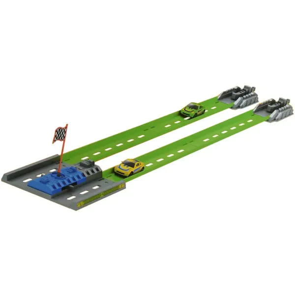 Track Racing: Pista de curse de accelerație cu steag de sosire și 2 mașini mici 1/64 imaginea 3