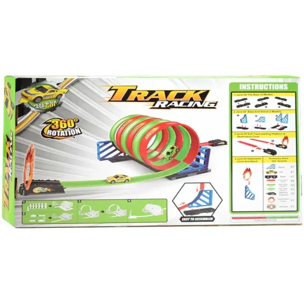 Track Racing: Set pistă de curse în spirală cu 6 bucle de 360 de grade și 1 mașină mică 1/64 imaginea 2