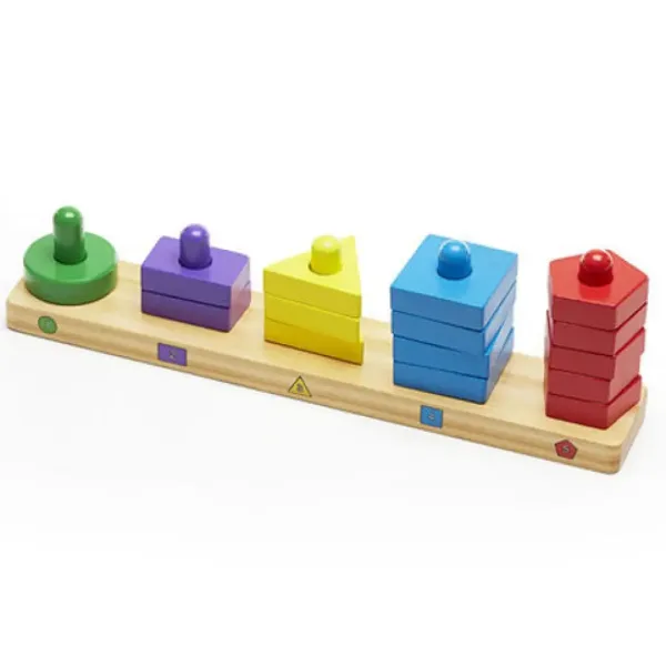 Turn de construcție cu forme din lemn pentru dezvoltarea abilităților - Melissa & Doug imaginea 2