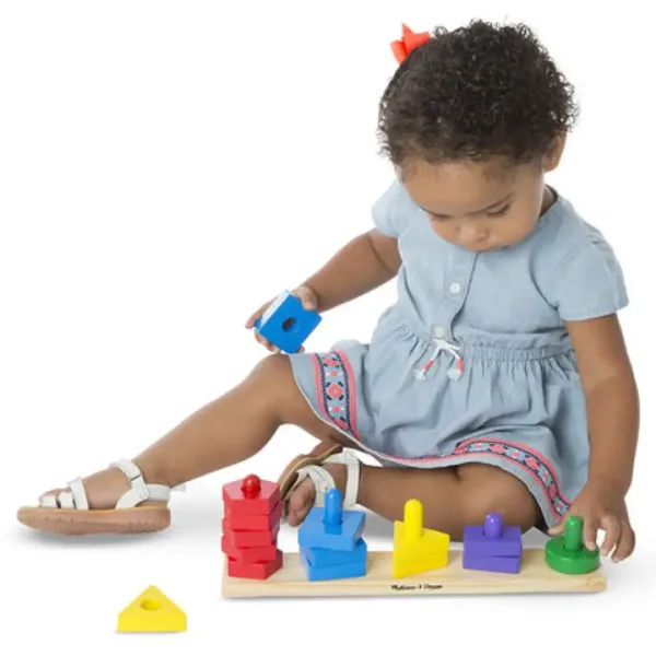 Turn de construcție cu forme din lemn pentru dezvoltarea abilităților - Melissa & Doug imaginea 3