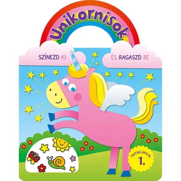 Unicorn - Colorează și lipește cu autocolante 1. caiet de activități imaginea 1