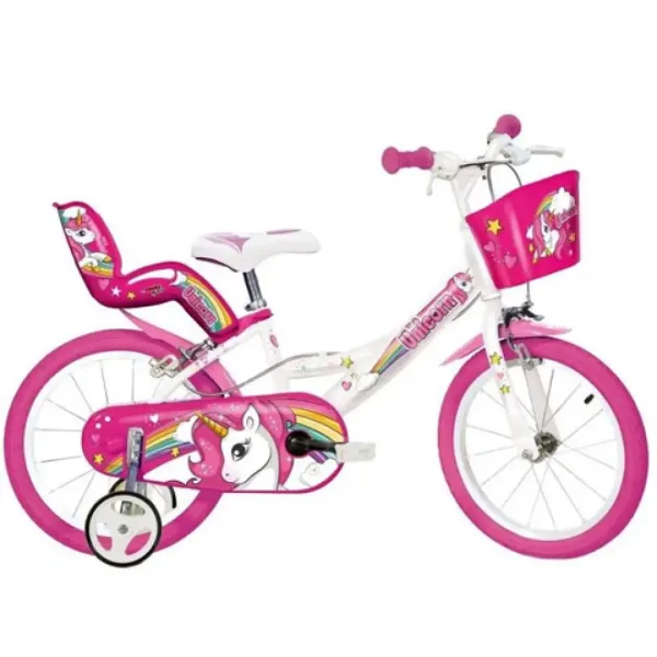 Unicorn bicicletă pentru copii roz-alb mărimea 16 - bicicletă Dino Bikes imaginea 1