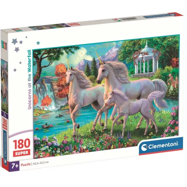 Unicorns la cascada 180 de piese super puzzle - Clementoni imaginea 1