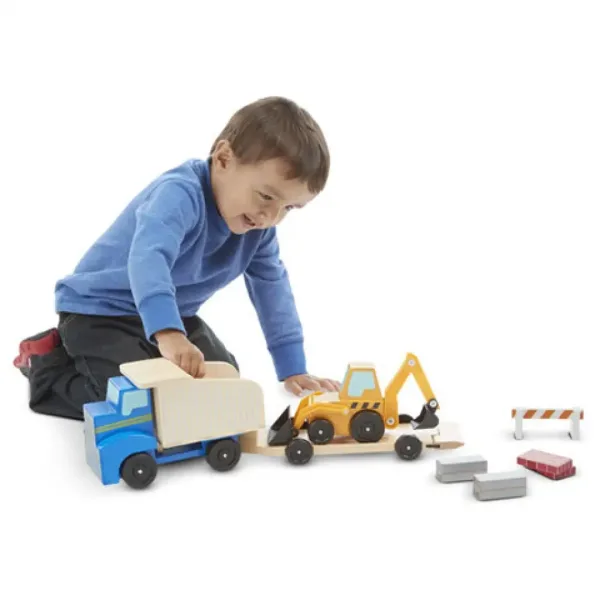 Vehicule de construcţii set lemn - Melissa & Doug imaginea 3