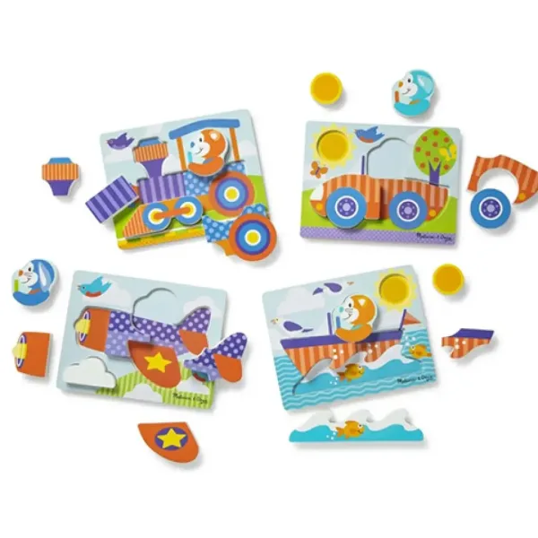 Vehicule lemn puzzle uriaș - Melissa & Doug imaginea 3