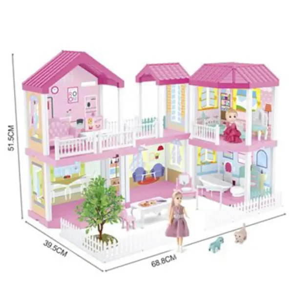 Vilă magică set de joacă cu mobilă și păpuși 68x51x39cm imaginea 2