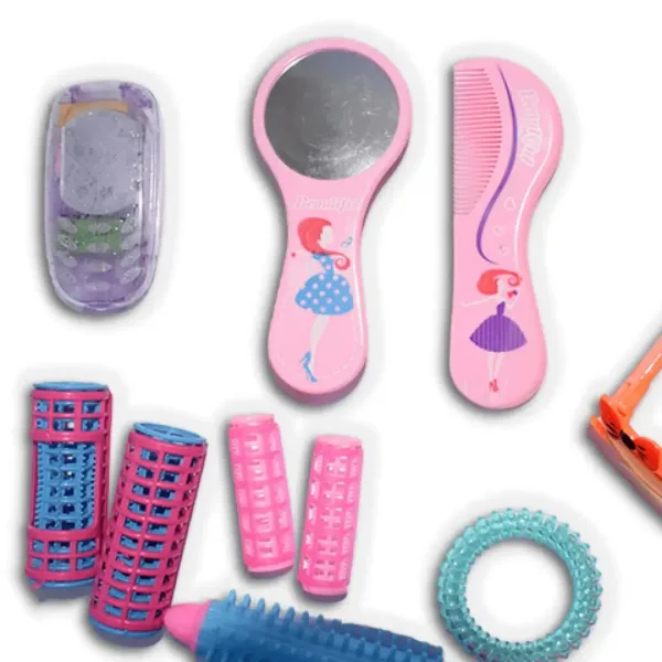 Vouge Girl - Set de frumusețe roz cu ondulator, ochelari de soare și accesorii imaginea 2