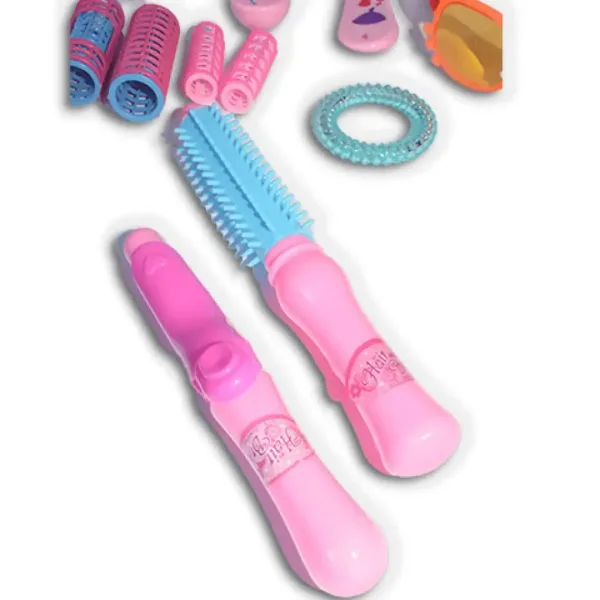 Vouge Girl - Set de frumusețe roz cu ondulator, ochelari de soare și accesorii imaginea 3
