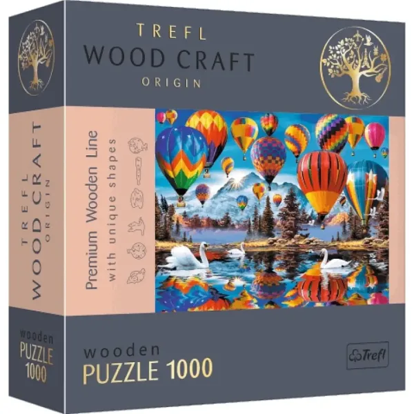 Wood Craft: Baloane cu aer cald colorate, puzzle premium din lemn, 1000 de piese - Trefl