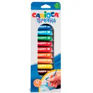 12 bucăți set tempera într-un recipient plastic cu pensulă - Carioca