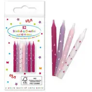 12 lumânări roz pentru aniversare
