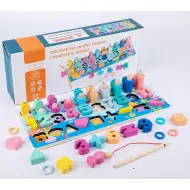 6 in 1 set de joacă colorată lemn cu numere și forme