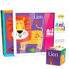 9 bucăți puzzle cuburi de poveste - Animale