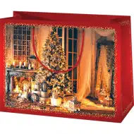 A sosit Crăciunul, sac de cadou exclusiv de dimensiuni medii 18x10x23cm.