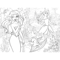 Ariel două lumi 2 în 1 puzzle Eco mini de 48 de piese și carte de colorat 35x25cm - Lisciani imaginea 3