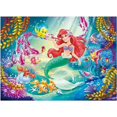 Ariel, mica sirenă 2 în 1 puzzle de 108 piese și carte de colorat 50x35cm - Lisciani imaginea 2