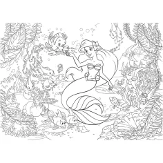 Ariel, mica sirenă 2 în 1 puzzle de 108 piese și carte de colorat 50x35cm - Lisciani imaginea 3
