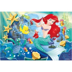 Ariel, mica sirenă 2 în 1 puzzle de 250 de piese și carte de colorat 50x35cm – Lisciani imaginea 2