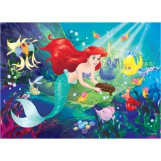 Ariel, mica sirenă 2 în 1 puzzle de 60 piese și carte de colorat 50x35cm - Lisciani imaginea 3