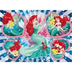 Ariel, mica sirenă, puzzle Eco 2 în 1 cu 60 de piese și carte de colorat 70x50cm - Lisciani imaginea 2