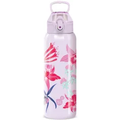 Ars Una: 3D Beach Flowers bidon metalic mov cu pereți dubli 700 ml