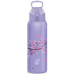 Ars Una: 3D Snow Flower bidon metalic mov, cu pereți dubli, 700 ml