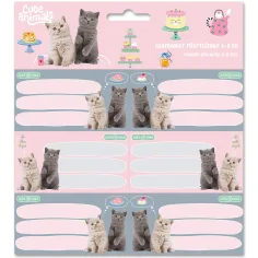 Ars Una: Cute Animals – Petrecere de ceai, etichete pentru caiete cu pisici, ambalate 3x6 buc.