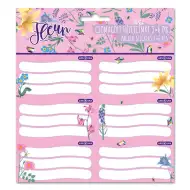 Ars Una: Etichetă pentru caiet, culoare roz, cu model floral, set de 3 pachete a câte 6 bucăți