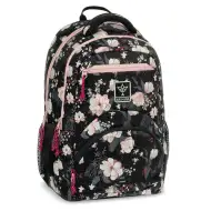 Ars Una: Flowery Black ghiozdan ergonomic cu flori, rucsac 33x45x24cm
