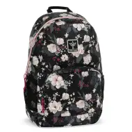 Ars Una: Flowery Black ghiozdan școlar cu flori AU-14, rucsac 32x51x25cm