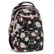 Ars Una: Flowery Black ghiozdan școlar cu flori AU-6, rucsac 34x45x26cm