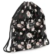 Ars Una: Flowery Black sac de sport pentru adolescenți cu flori, 37,5x46cm