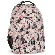 Ars Una: Flowery pink ghiozdan școlar AU-6 cu flori, rucsac 34x45x26cm