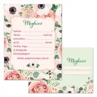 Ars Una: Invitație de petrecere cu model trandafir și plic, set de 10 bucăți