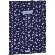 Ars Una: Navy Bloom dosar cu elastic floral, mărime A4